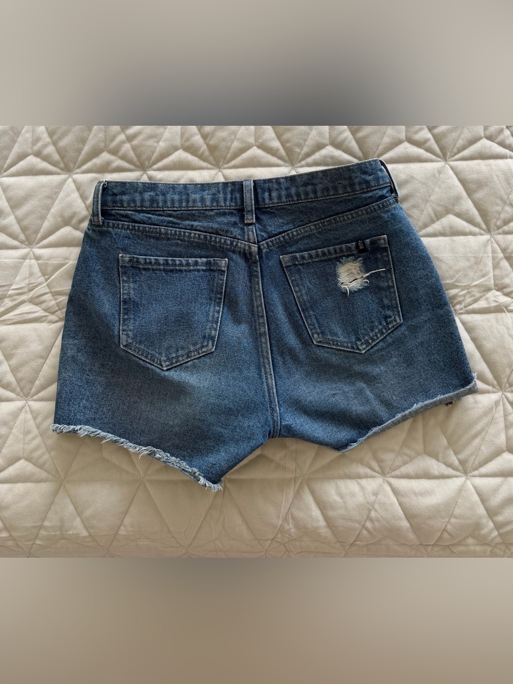 Buffalo David Bitton Blue Distressed Denim Shorts with Floral Embroidery - Picture 5 of 5